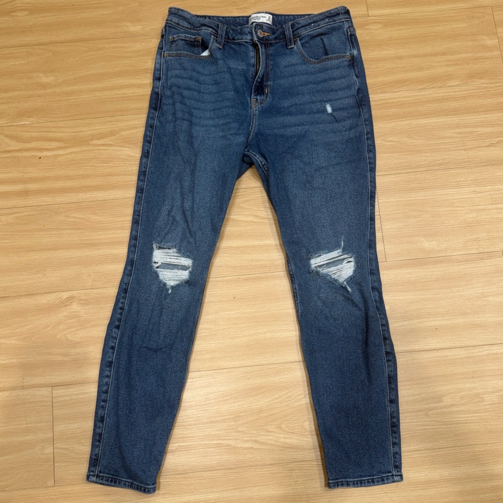 A&F Distressed Blue Jeans